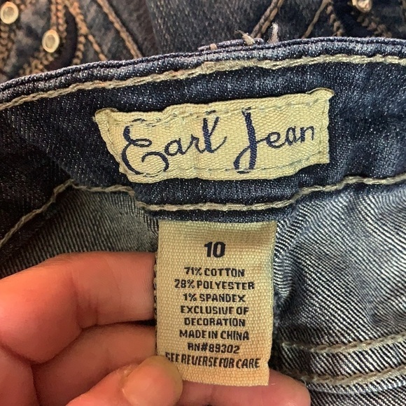 EARL Jeans dark blue wash Embellished straight leg jeans size 10 - Picture 11 of 13